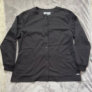 Black Button-Up Scrub Top